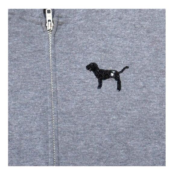 Rare Victorias Secret Love Pink Sequin Bling Full Zip Up Hoodie Y2K Retro Medium - Picture 2 of 8